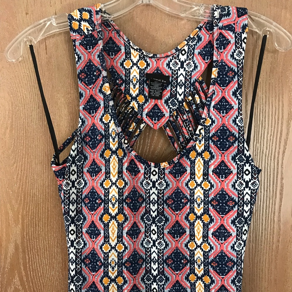 Tribal print Maxi dress open back - comfy!